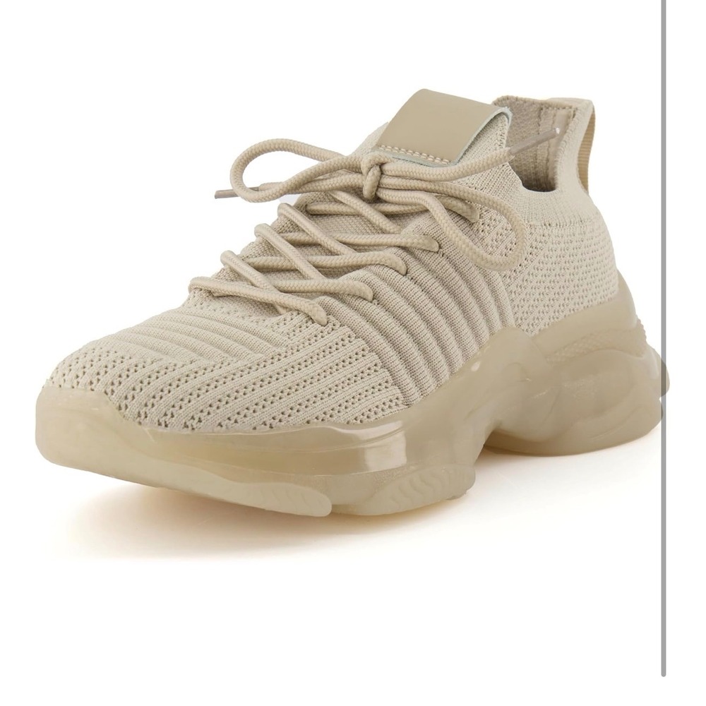 Cushionaire Apolo Lace Up Knit Sneaker Taupe Beige Memory Foam Athletic Shoe 9M